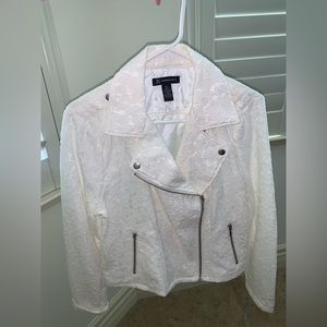 International Concepts (INC) Cream lace Moto women’s jacket